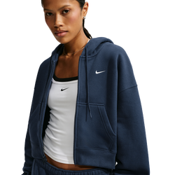 Women's - Nike Studio Fleece Mid-OS Crp FZ Hoodie - Sail/Midnight Navy