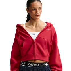 Women's - Nike Studio Fleece Mid-OS Crp FZ Hoodie - Tough Red/Sail