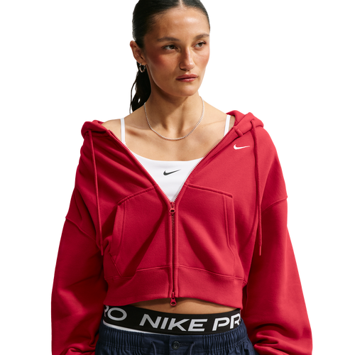Nike Studio Fleece Mid-OS Crp FZ Hoodie - Nike Tough Red/Sail