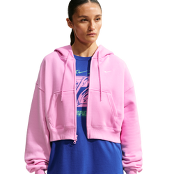 Women's - Nike Studio Fleece Mid-OS Crp FZ Hoodie - Sail/Pink Rise