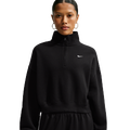 Nike Studio Fleece Midweight OS Crop Quarter Zip - Nike Total Black/Sail