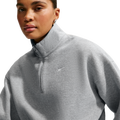 Nike Studio Fleece Midweight OS Crop Quarter Zip - Nike Dark Grey Heather/Sail