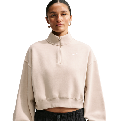 Nike Studio Fleece Midweight OS Crop Quarter Zip - Nike Cream Ii/Sail