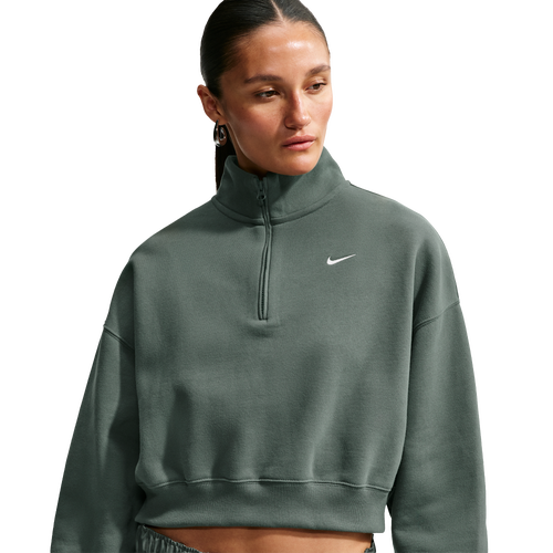Nike Studio Fleece Midweight OS Crop Quarter Zip - Nike Camo Green/Sail
