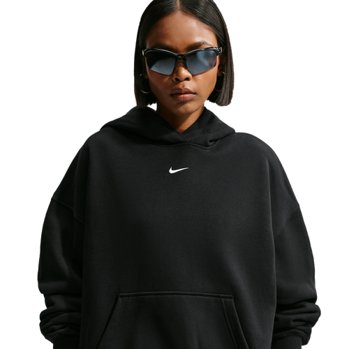 WOMENS - Nike Studio Fleece Oversized Crew - Total Black/Sail