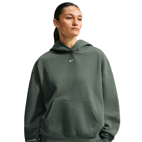 WOMENS - Nike Studio Fleece Oversized Crew - Sail/Camo Green