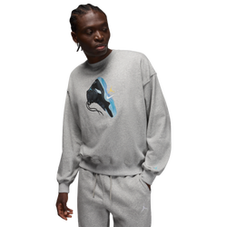 Men's - Jordan Brooklyn AJ11 Fleece Crew LB - Grey Heather/Blue Chill