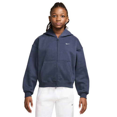  - Nike Studio Fleece Oversized Full-Zip Hoodie - Blue/White