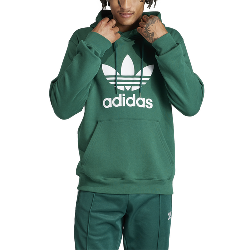 Shop Adidas Originals Mens  Trefoil Hoodie In Collegiate Green/collegiate Green