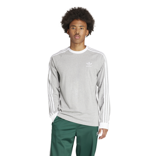 

adidas Originals Mens adidas Originals Adicolor Classics 3-Stripes Long Sleeve T-Shirt - Mens Medium Grey Heather Size L
