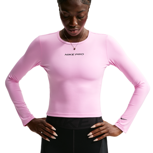 WOMENS - Nike Pro Sculpt LS Top - Pink Rise/Black