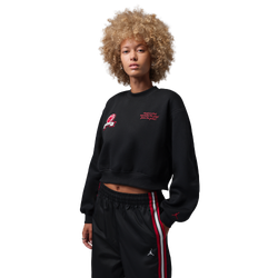 Women's - Jordan Brooklyn Fleece FT Crop Crew GFX - Black/Gym Red