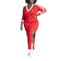 Women's - adidas Originals adicolor 3-Stripes V-Neck Maxi Dress (PS) - Better Scarlet