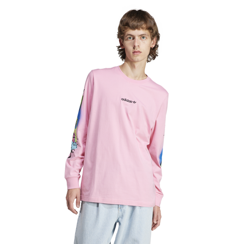 

adidas Mens adidas Retro Graphic Long Sleeve T-Shirt - Mens Bliss Pink Size M
