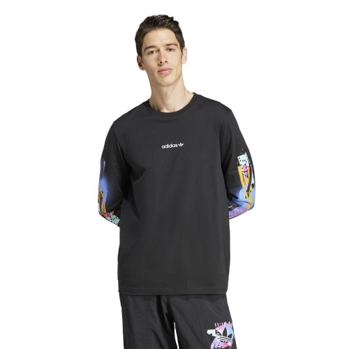 

adidas Mens adidas Retro Graphic Long Sleeve T-Shirt - Mens Black Size S