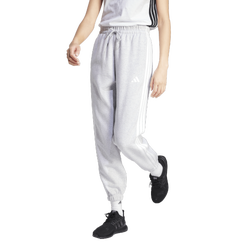 Women's - adidas Essentials 3-Stripes Fleece Loose Pants - Light Grey Heather/White