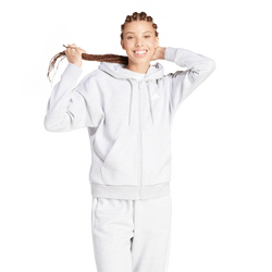 Women's - adidas Essentials 3-Stripes Full-Zip Fleece Hoodie - Light Grey Heather/White