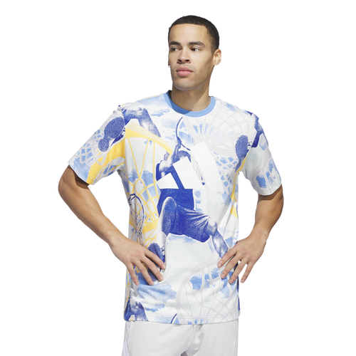 

adidas Mens adidas Blue Summer Graphic Basketball T-Shirt - Mens Blue Burst Size XL