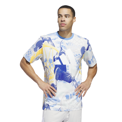 Adidas Originals Mens Adidas Blue Summer Graphic Basketball T-shirt In Blue Burst