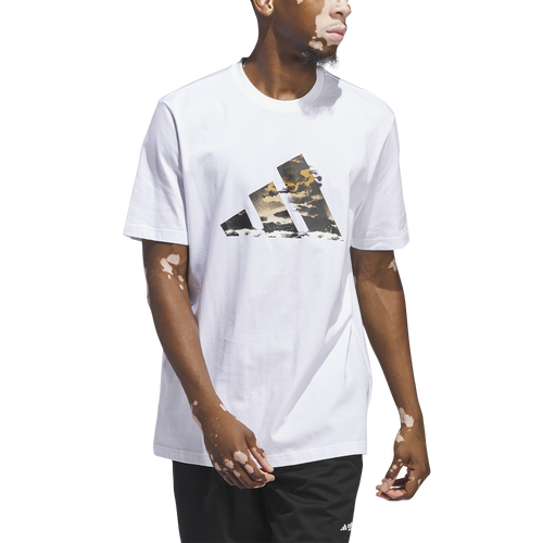 

adidas Mens adidas Blue Summer Logo Graphic Basketball T-Shirt - Mens White Size XXL