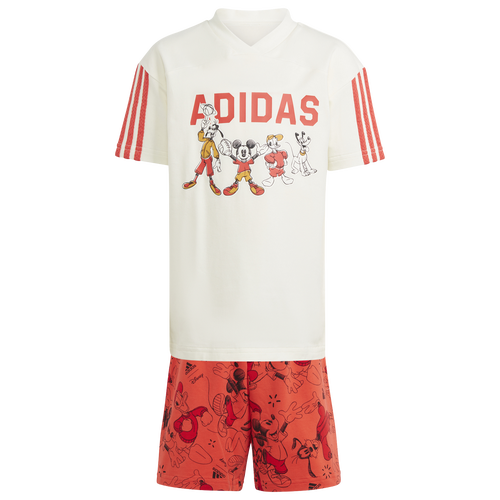 Adidas Originals Kids' Boys Adidas Disney Mickey Mouse T-shirt Set In Off White/bright Red