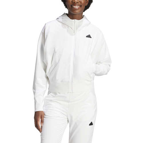 Shop Adidas Originals Womens Adidas Z.n.e. Woven Full-zip Hoodie In White