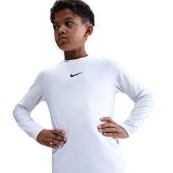 Boys' Grade School - Nike Pro Dri-FIT Long Sleeve Crew - White/Black