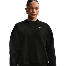 Women's - Nike Studio Fleece Heavy OS Crew - Total Black/Sail