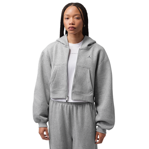  - Jordan Brooklyn Fleece Mid Crop Full Zip - Dark Grey Heather