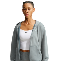 Women's - Nike Dri-FIT Studio Fleece Sport Full Zip Hoodie - Heather/Smoke Grey/White