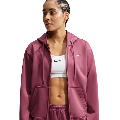  - Nike Therma-FIT Studio Fleece Sport Full Zip Hoodie - Pink Smoke/White