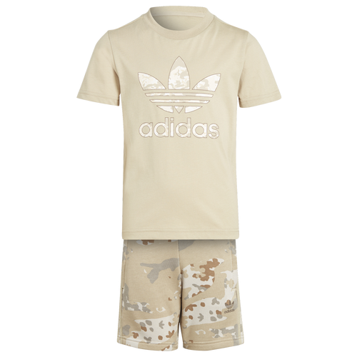 Adidas Originals Kids' Boys Adidas Camo Shorts And Tee Set In Savannah