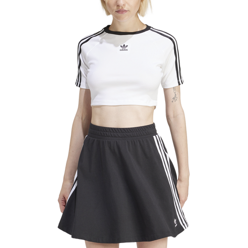 WOMENS - adidas Originals 3 Stripe Baby T-Shirt - White/Black