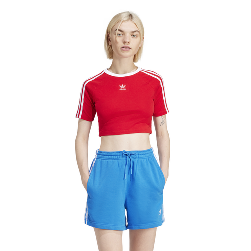 

adidas Originals Womens adidas Originals 3-Stripe Baby T-Shirt - Womens Red/White Size XL