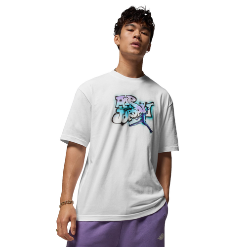 MENS - Jordan AJ 5 Grape 85 Crew T-Shirt - White/Purple Teal