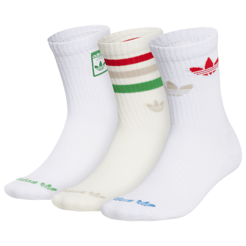 Adidas Originals Monogram Crew Socks 3 Pack In White/green