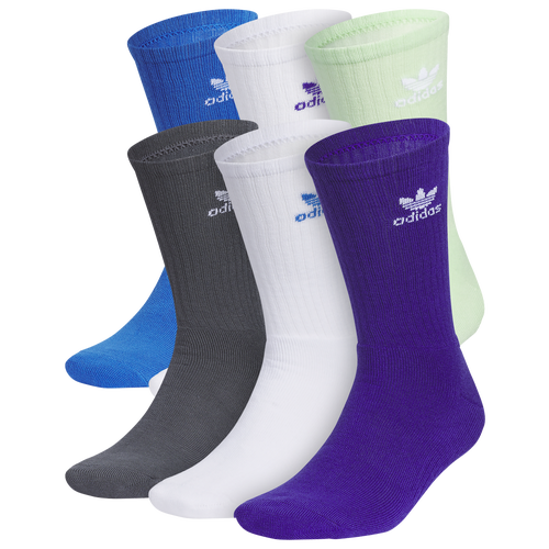 

adidas Originals Mens adidas Originals Trefoil 6 Pack Crew Socks - Mens Green/Purple/Blue Size M