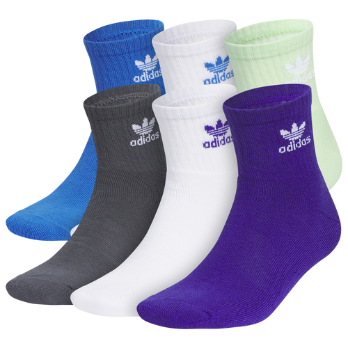 

adidas Originals Mens adidas Originals Trefoil 6-Pack Quarter Socks - Mens Blue/Green/Purple Size M