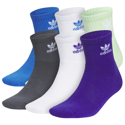 Shop Adidas Originals Mens  Trefoil 6-pack Quarter Socks In Blue/green/purple