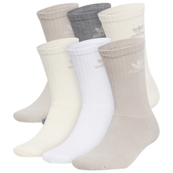 Men's - adidas Originals Trefoil Neutrals 6 Pack Crew Socks - White/White