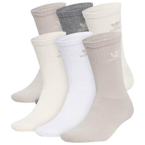 Shop Adidas Originals Mens  Trefoil Neutrals 6 Pack Crew Socks In White/white