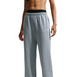 Women's - Nike Dri-FIT Studio Fleece Sport Mid Open Hem Pant - Smoke Grey/Heather/White