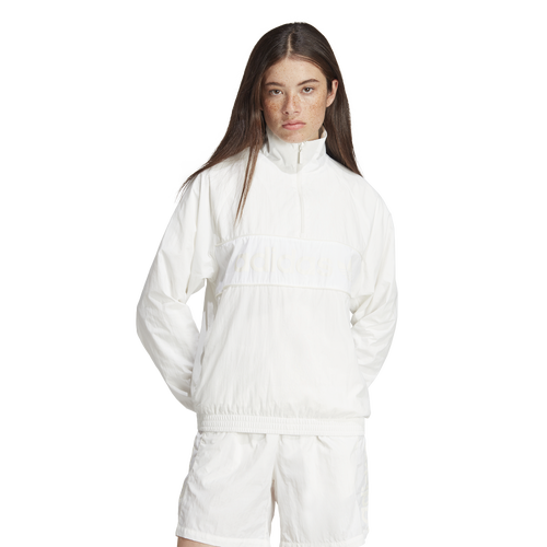 Shop Adidas Originals Womens  Ny Lifestyle Half Zip Windbreaker In Cloud White