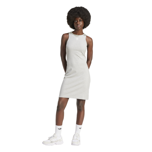 Adidas Originals Womens  Essentials Lifestyle Rib Tank Dress In Medium Grey Heather