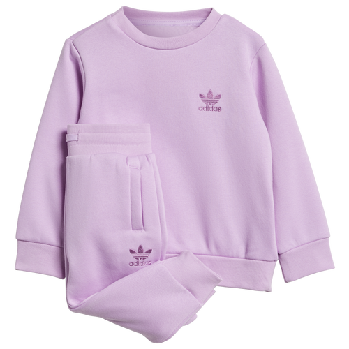 Adidas Originals Kids' Adicolor Crewneck Sweatshirt & Joggers Set In Semi Pulse Lilac/bliss Lilac