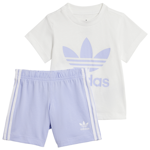 Shop Adidas Originals Girls  Shorts And T-shirt Set In Purple/white