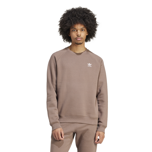 Adidas Originals Mens  Trefoil Essentials Crewneck Sweatshirt In Earth Strata/white