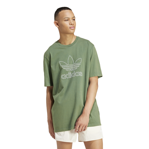 

adidas Originals Mens adidas Originals adicolor Outline Trefoil T-Shirt - Mens Green Oxide Size S