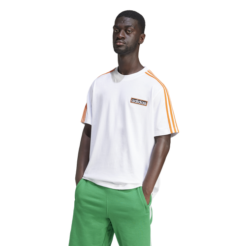 Shop Adidas Originals Mens  Adicolor Adibreak Lifestyle T-shirt In White/orange