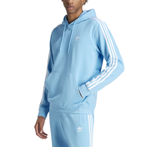 

adidas Originals Mens adidas Originals 3 Stripe Fleece Hoodie - Mens Semi Blue Burst Size S